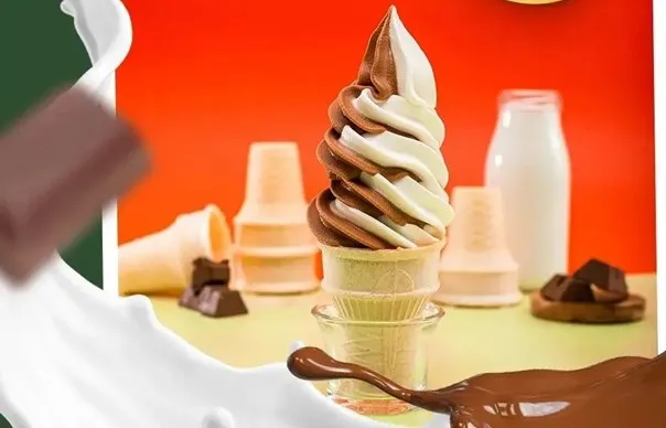 Mix Vanilla and Chocolate Ice Cone